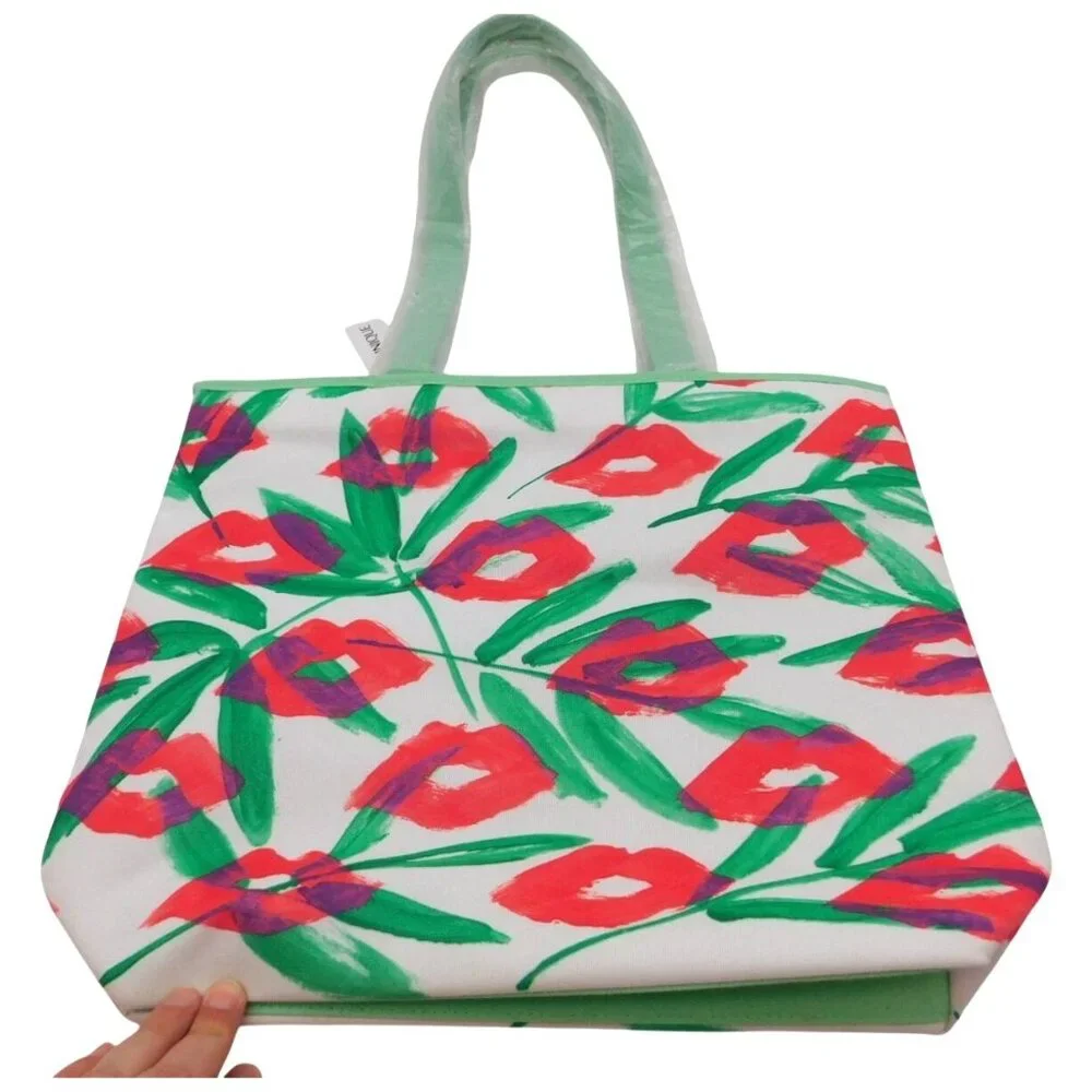 NWT Clinique Drawbertson Floral and Lips Large Tote Bag NEW - Picture 4 of 6